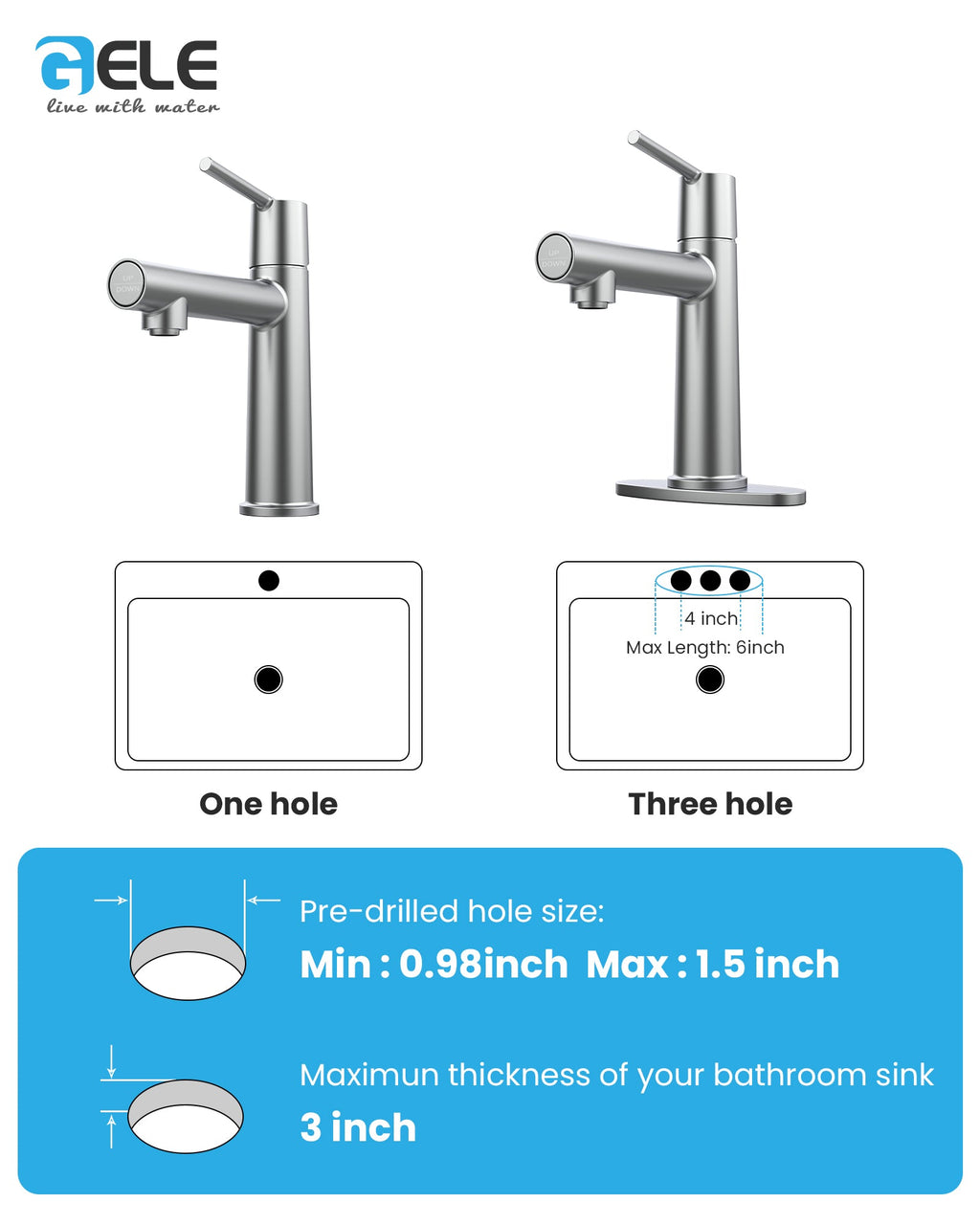 Chrome Single Handle Bathroom Faucet with Dual-Function - Polished Chrome