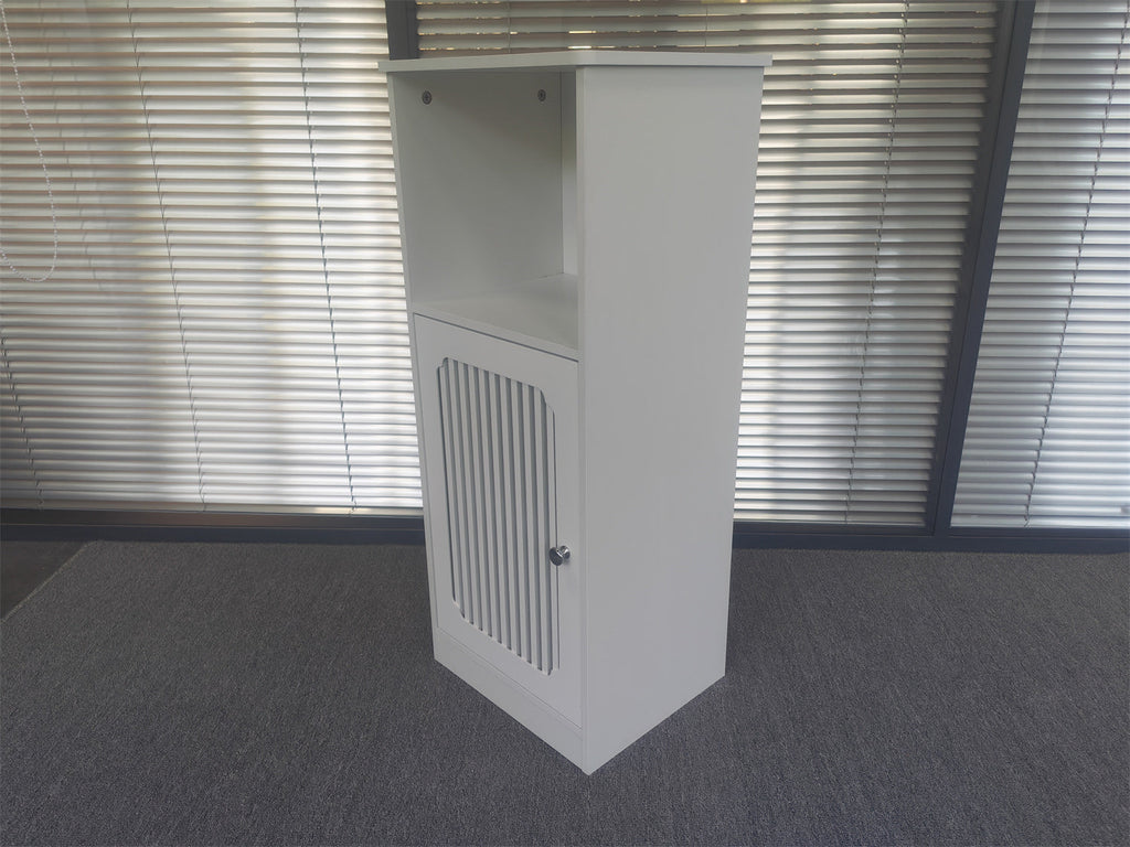Bathroom Low Cabinet with Louvered Door - Particle Board & MDF, White