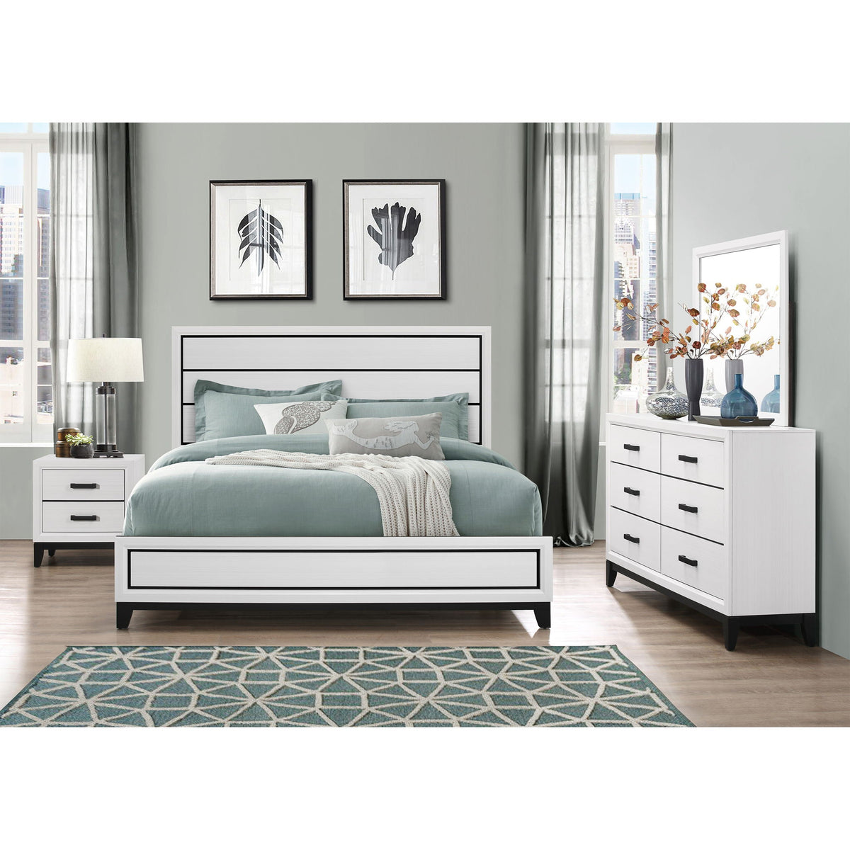 Mirage Mirror with Wood Trim - Dark Gray or White