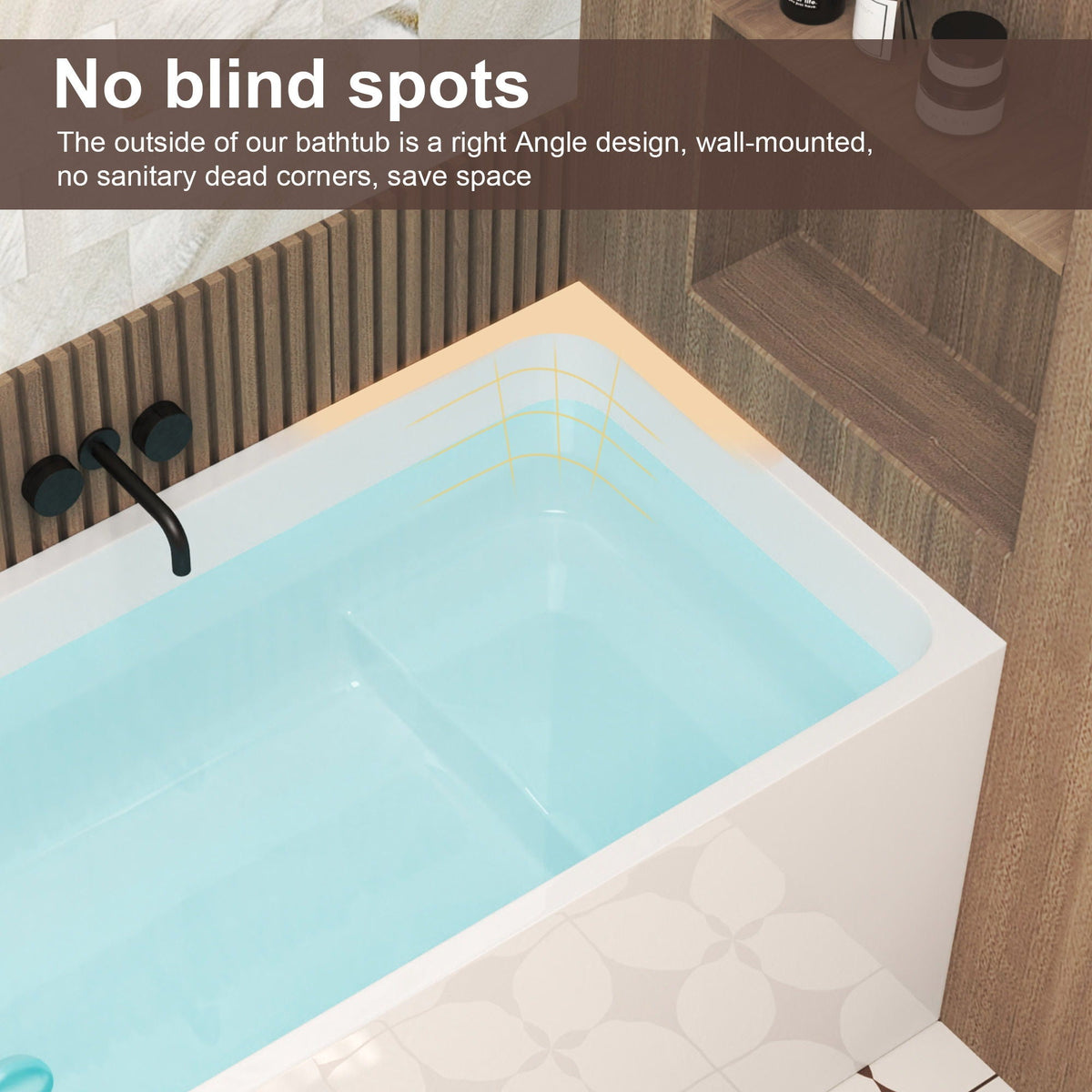 Gloss Freestanding Bathtub with Built-In Seat - White