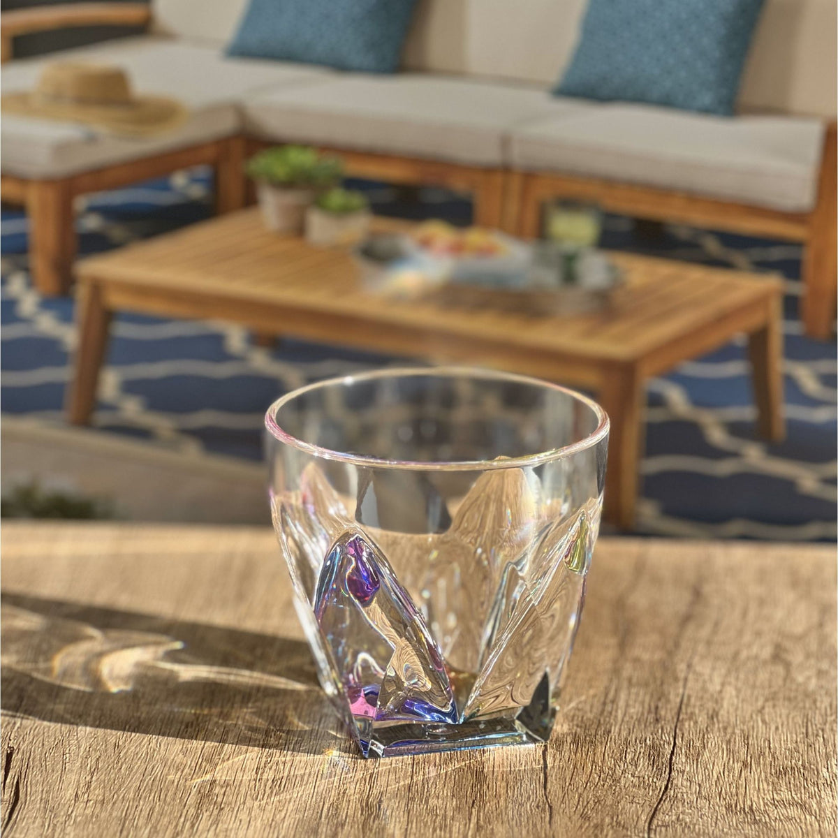 Rainbow Diamond Acrylic Cocktail Glasses Set of 4 with BPA-Free Plastic - Clear