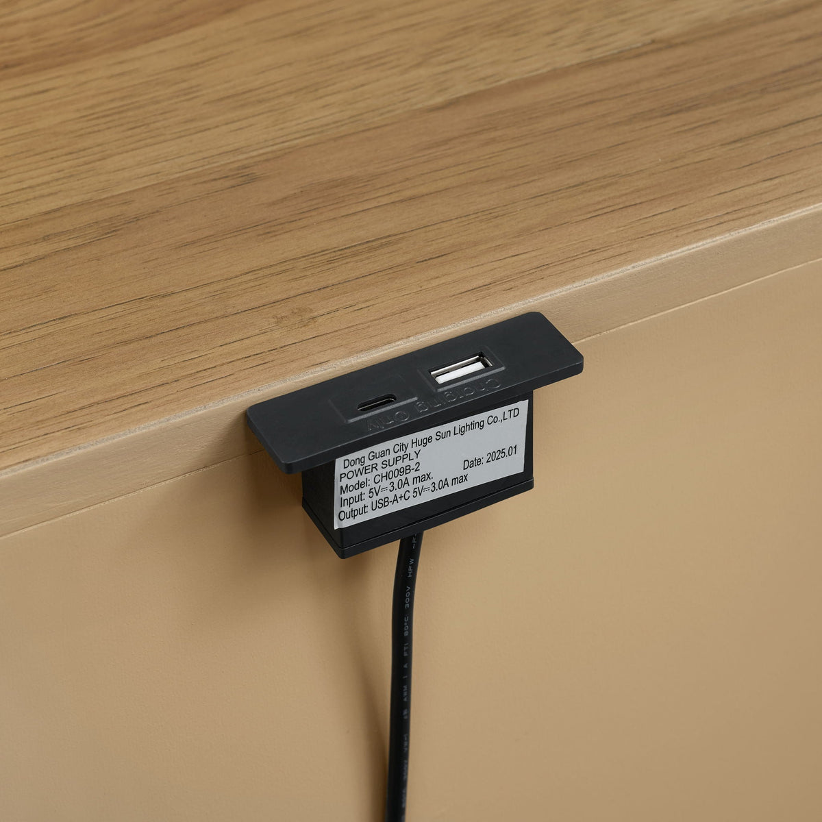 2 Drawer Nightstand with USB Charging - Brown