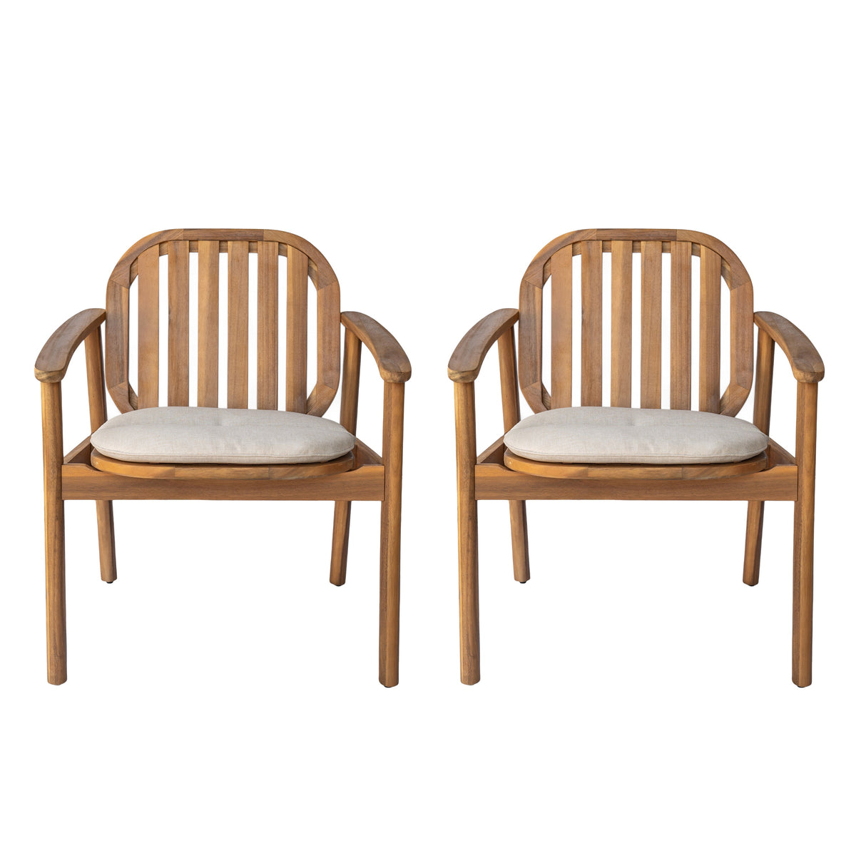 Meja Dining Chair with Cushion, Set of 2 - Acacia Wood Patio Seating