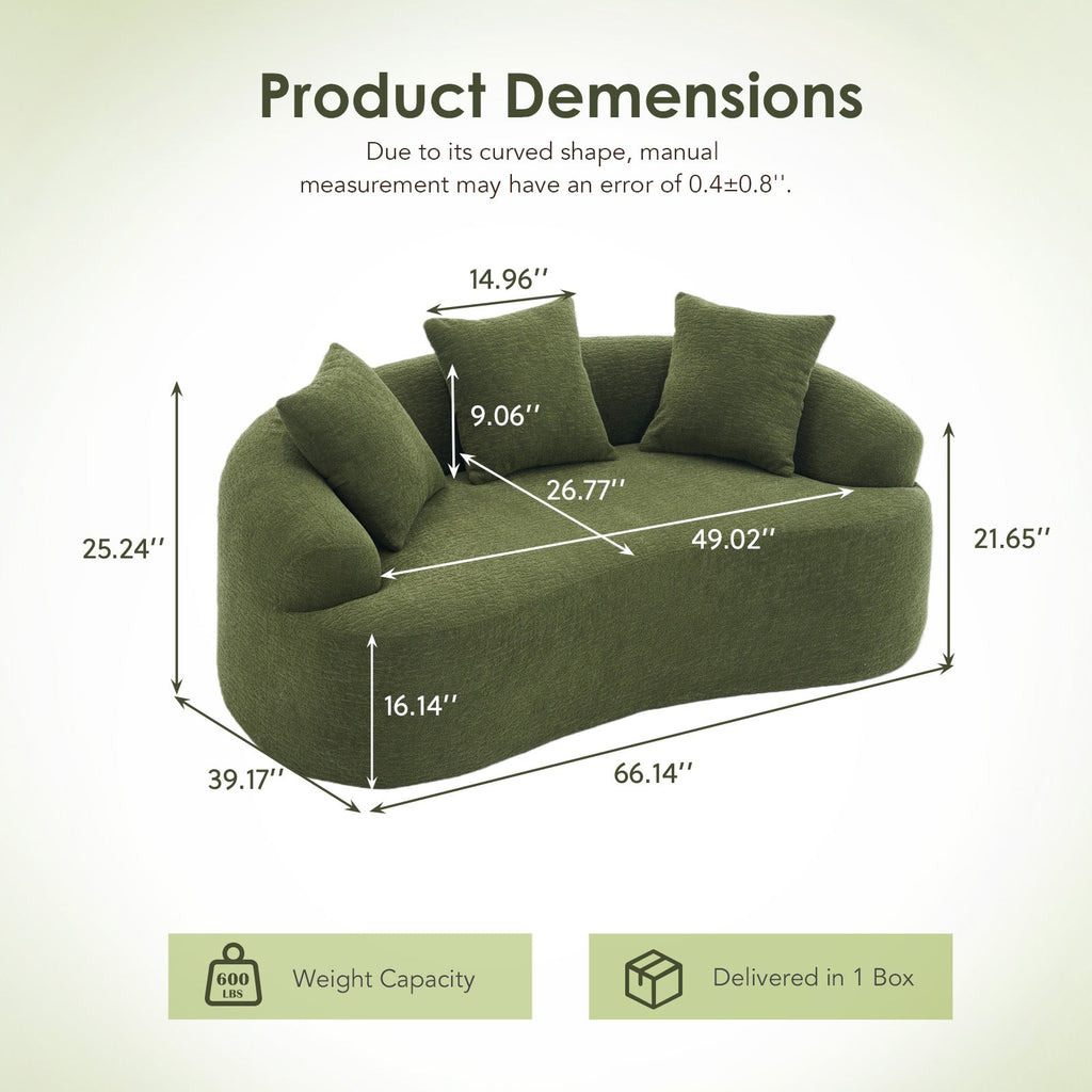 Compression Loveseat Sofa with Modern Curved Design - Chenille Fabric