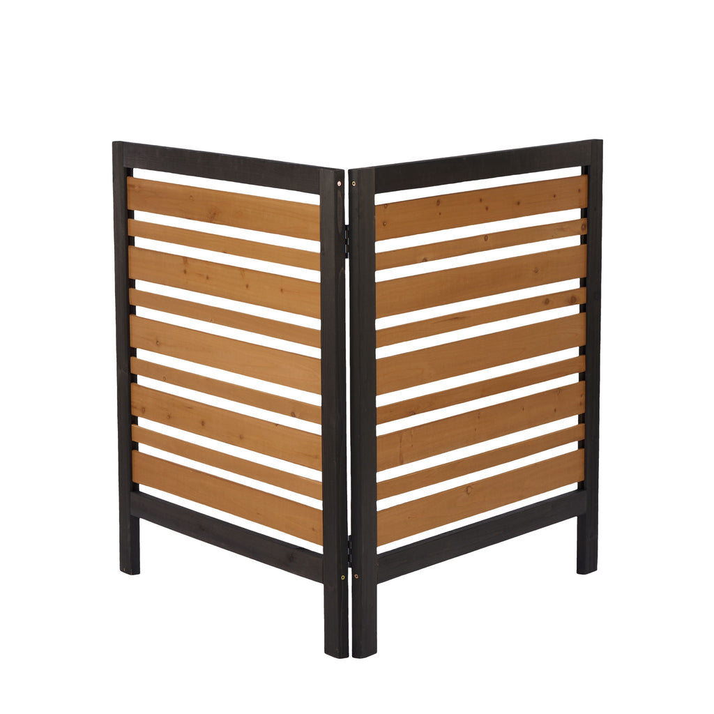 Outdoor Air Conditioner Fence Screen with Slatted Airflow - Light Brown