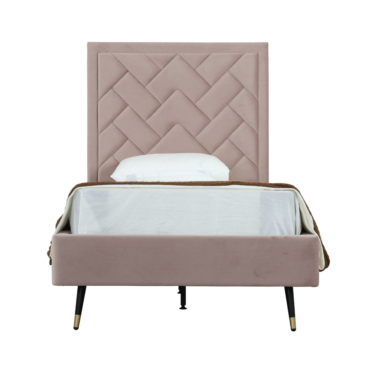 Upholstered Bed with Headboard and Slats - Multiple Colors