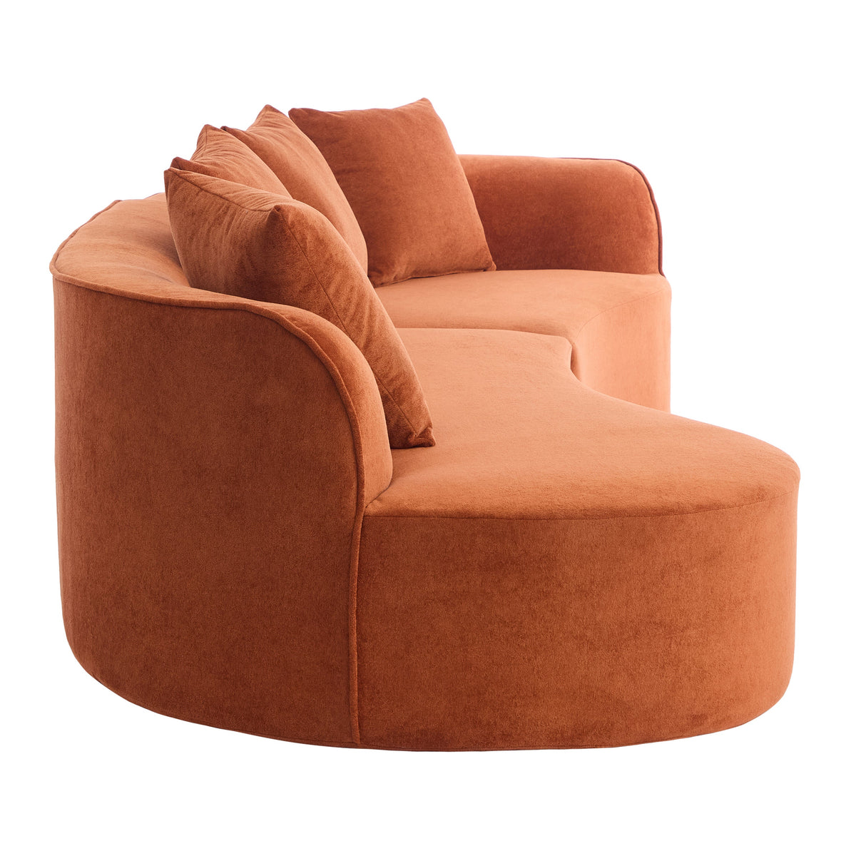 126" Curved Sectional Sofa with Full Foam - Dark Orange