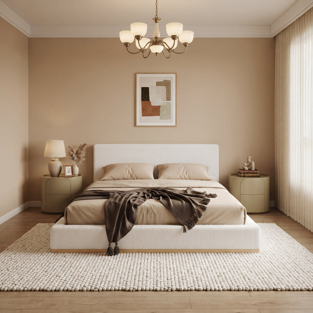Elegant Upholstered Bed with Solid Wood Frame - Multiple Colors