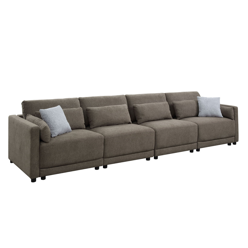 Rylie Modular Sectional Sofa with Toss Pillows - Dark Brown