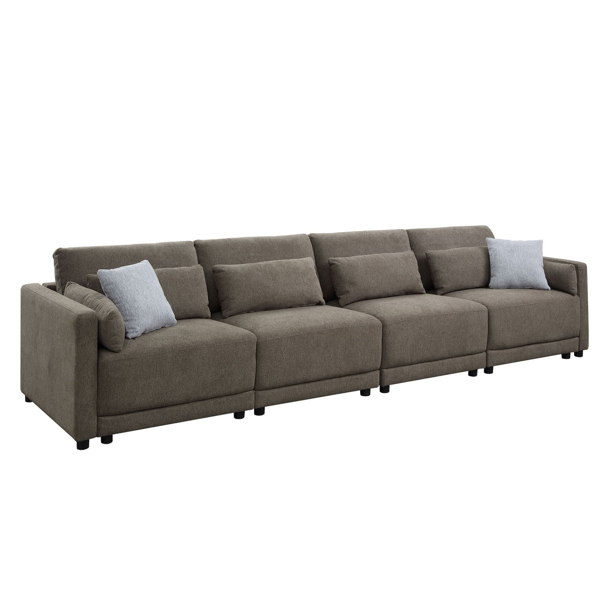 Rylie Modular Sectional Sofa with Toss Pillows - Dark Brown
