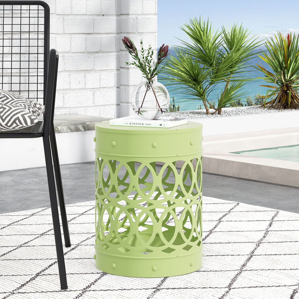 Outdoor Metal Large End Table with Modern Design - Multiple Colors