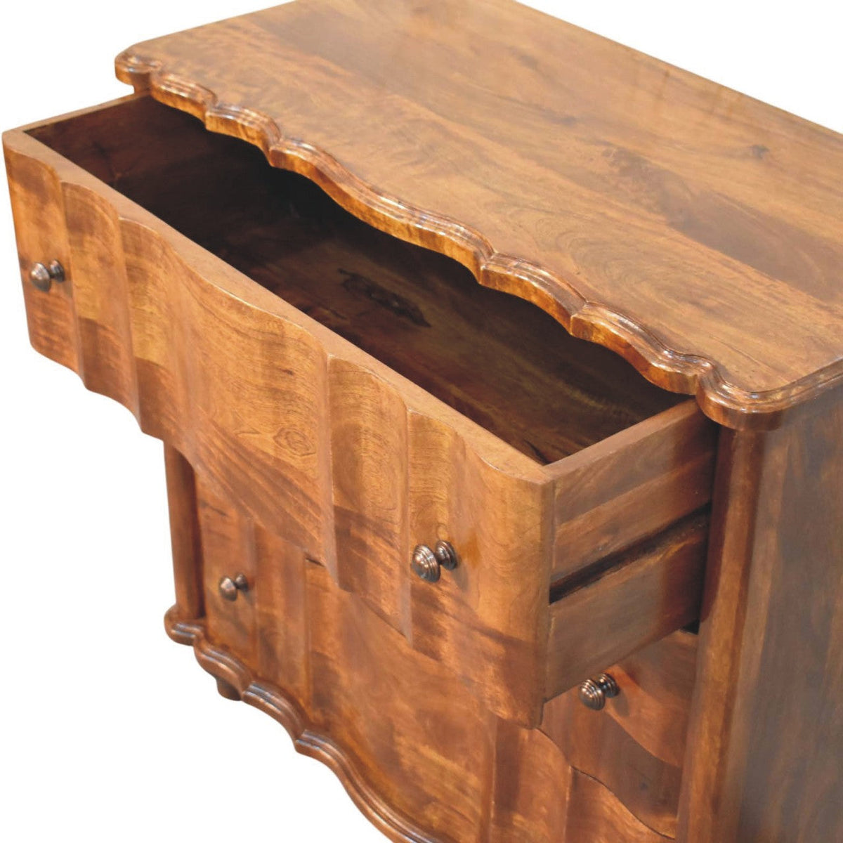 Solid Wood Lume 3 Drawer Chest with Handcrafted Detailing - Chestnut