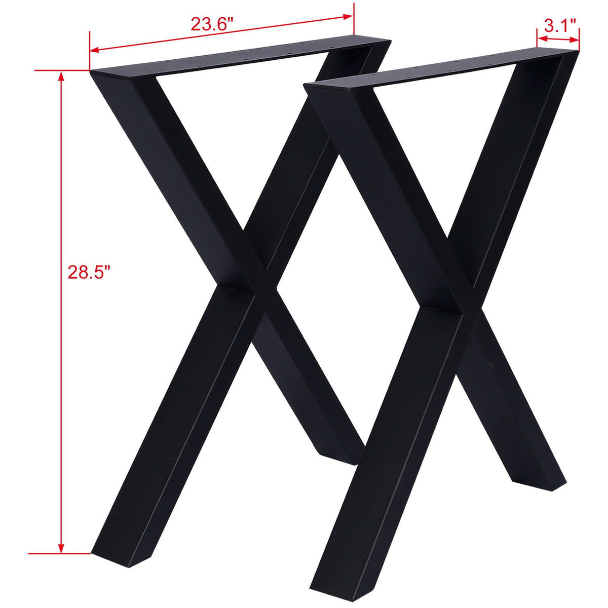 Wide Metal Table Legs with X-Frame Heavy Duty Steel - Black