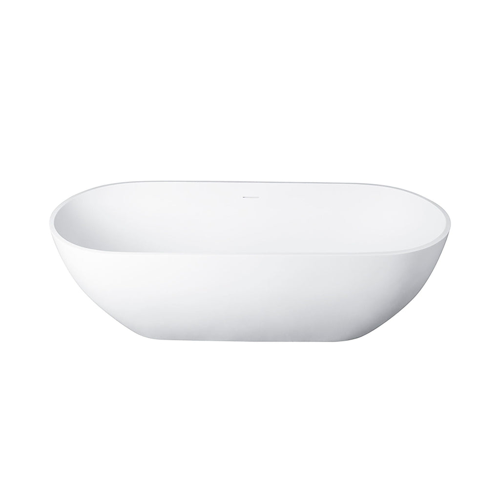 Solid Surface Freestanding Soaking Bathtub with Ergonomic Design - Matte White