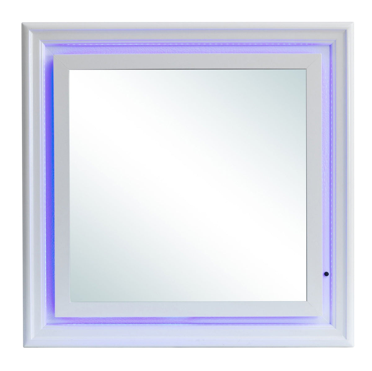Elegant Transitional LED Mirror with Croc Textured Frame - Pearl Silver or Gray