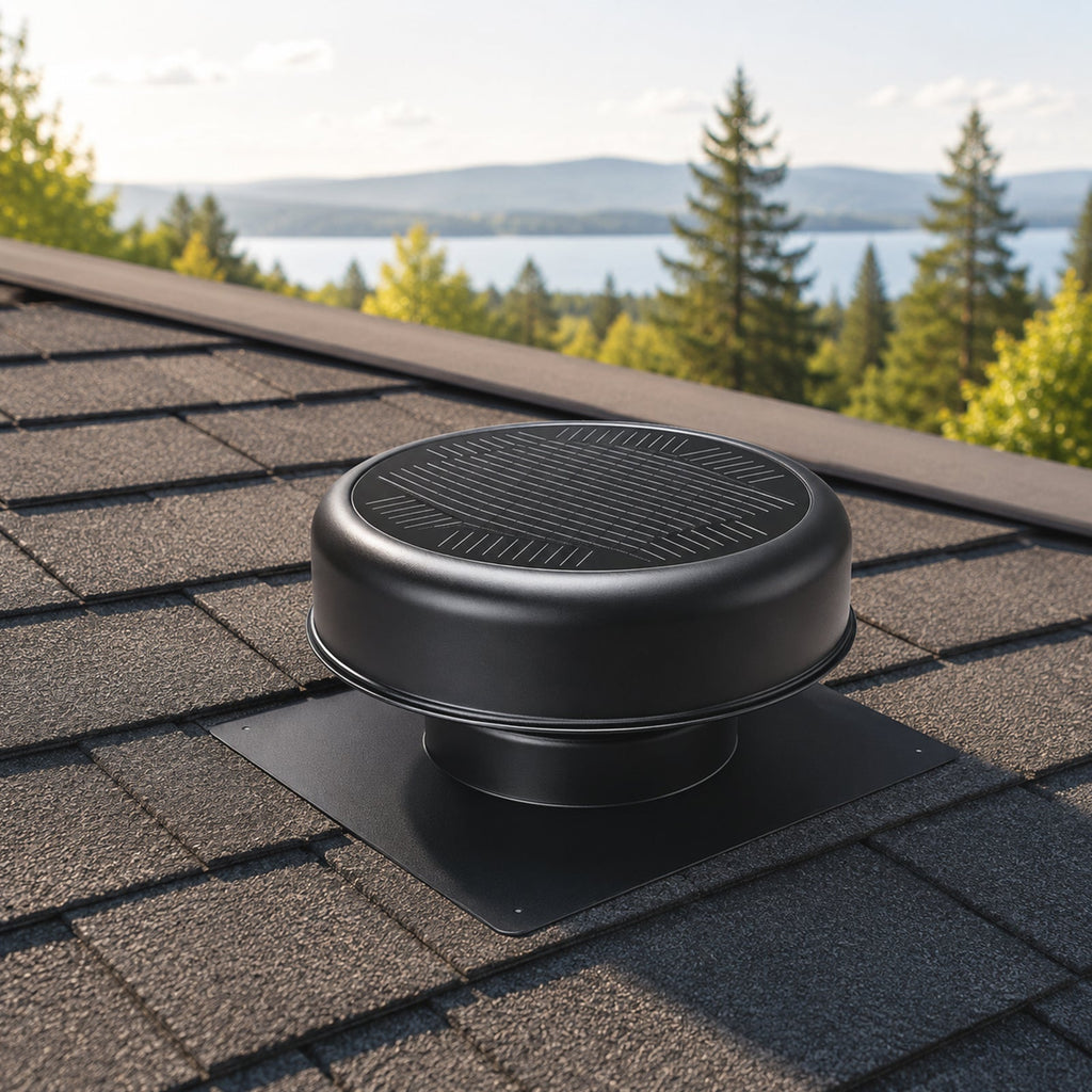 12" Flush Mount Round Solar Roof Vent Fan with 30W Dual Power - Black or White