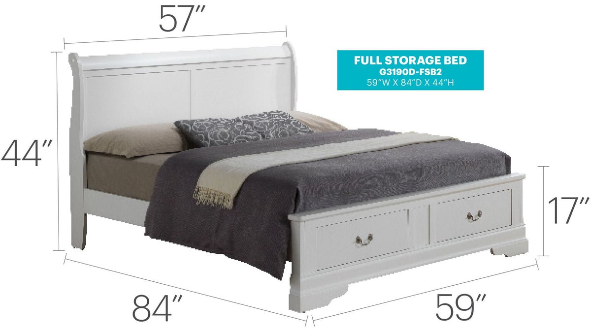 Upholstered Panel Sleigh Storage Bed with Dove Tail Drawers - Multiple Colors