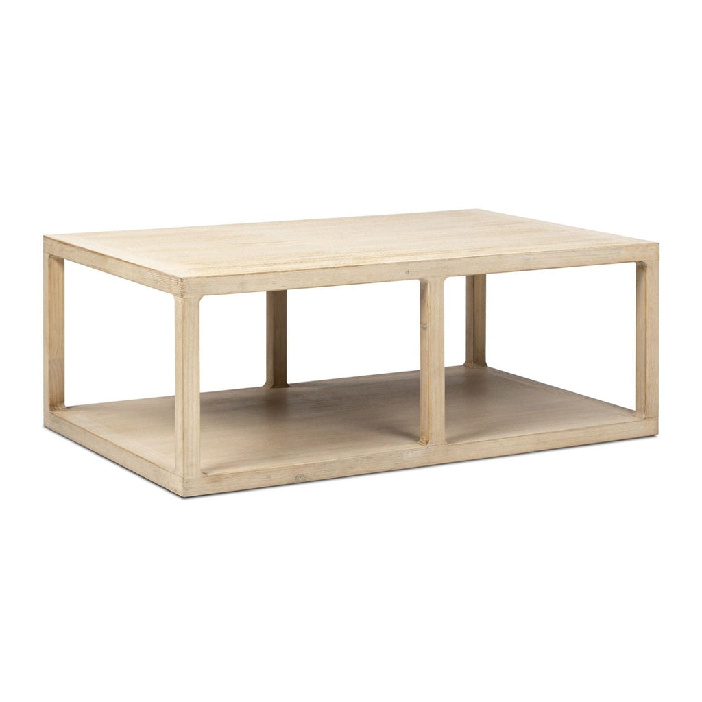 Natural Reclaimed Wood Coffee Table with Lower Shelf - Ellis