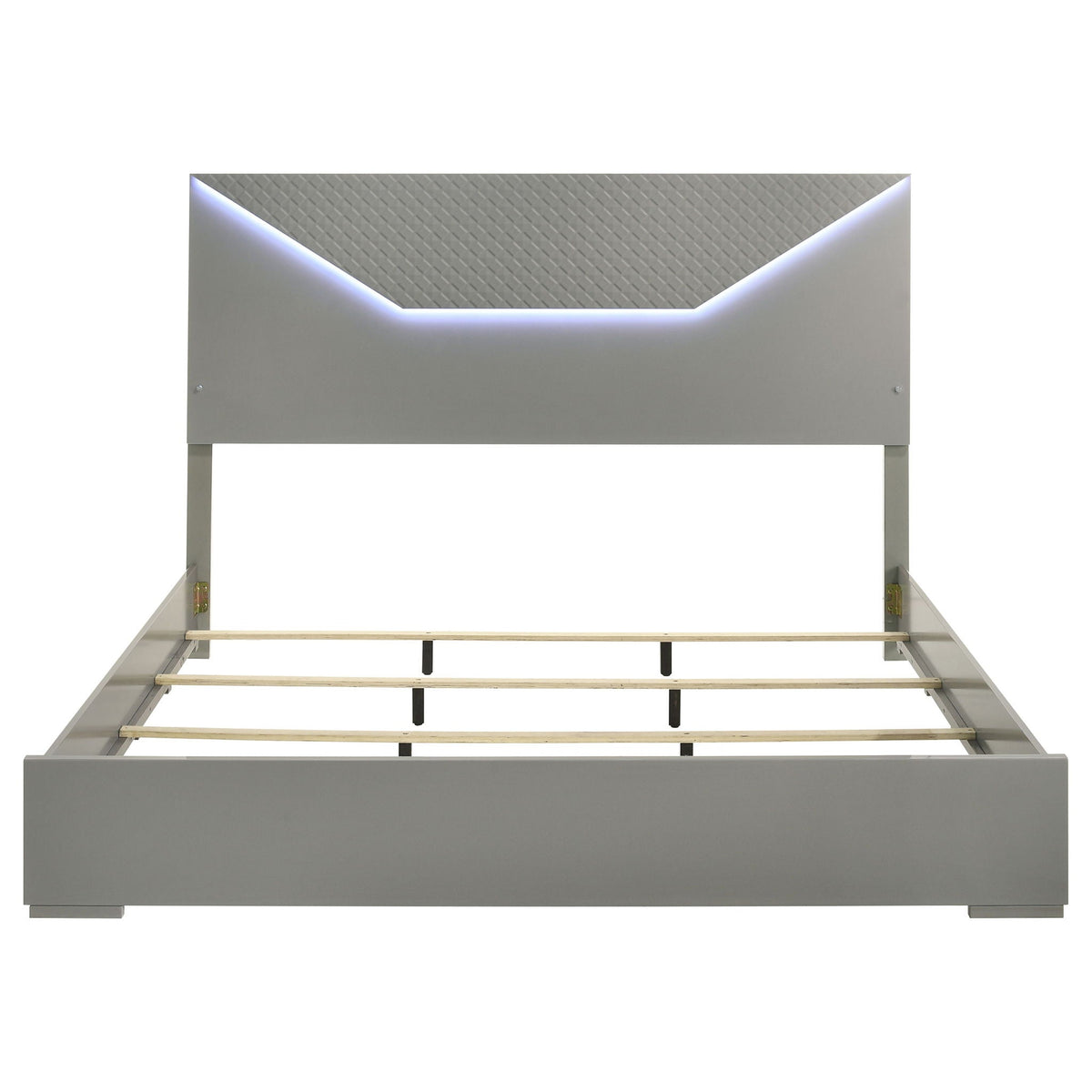 Pierce Panel Bed with LED Headboard - High Gloss Finish - White or Dark Gray