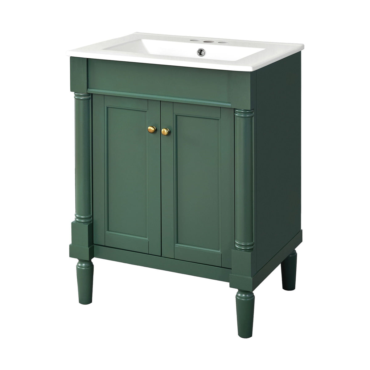 Bathroom Vanity With Top Sink and Two-Tier Storage Cabinet - Multiple Colors