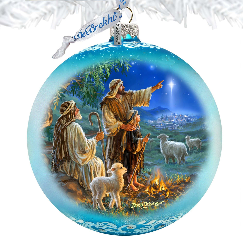 Shepherds Keeping Watch Lg Glass Ornament by D. Gelsinger - Nativity Holiday Decor - 73954