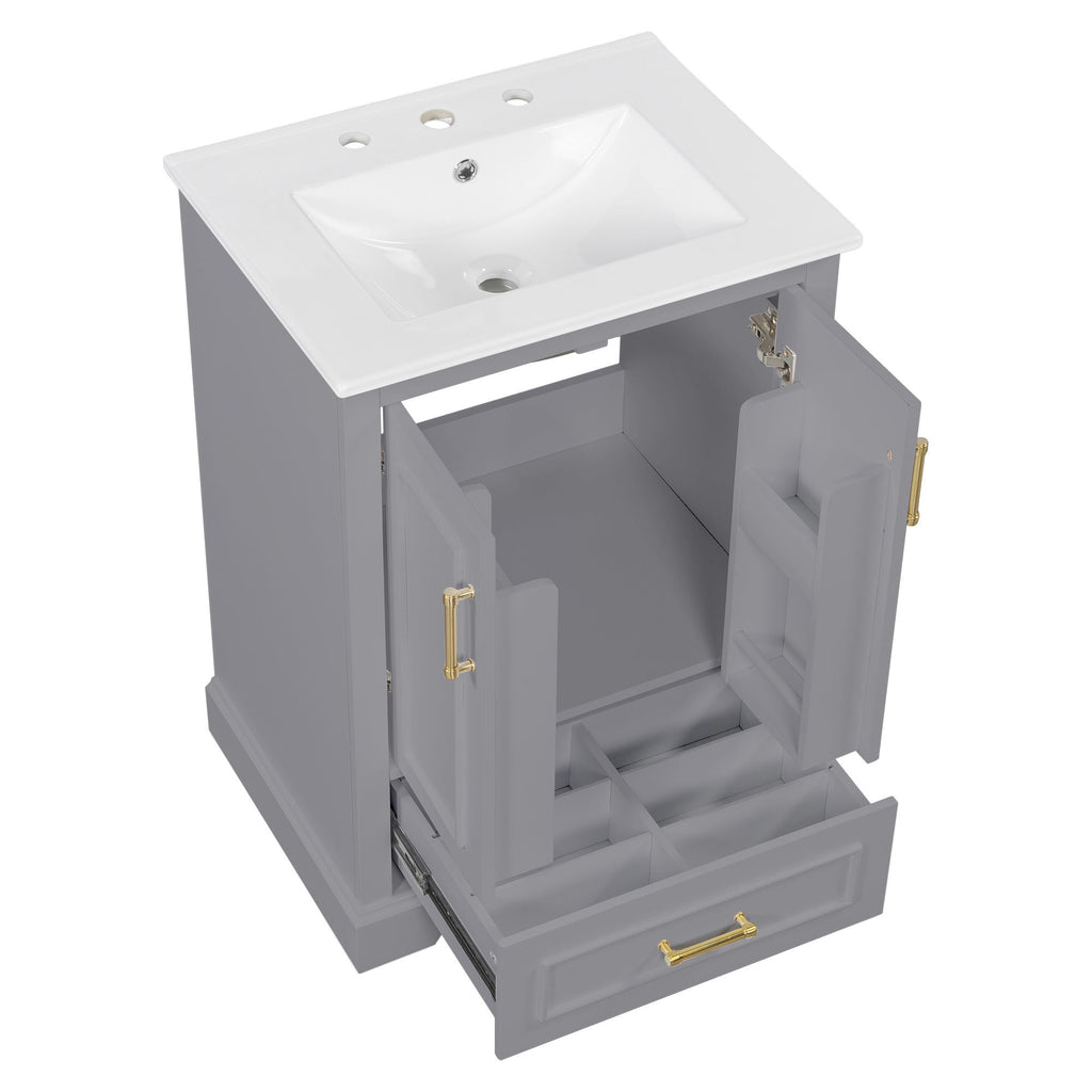 Bathroom Vanity with Sink and Soft Close Doors - White, Black, Green, or Gray
