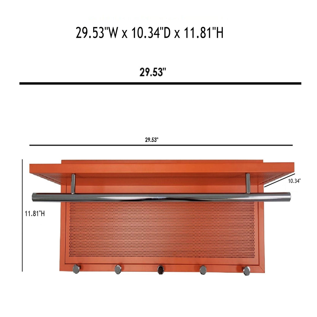 Powder Coated Metal Wall Mounted Coat Rack with Shelf - Multiple Colors