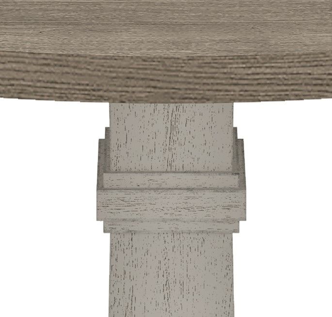 Round 5 Piece Dining Table Set with Pedestal Base - White And Gray