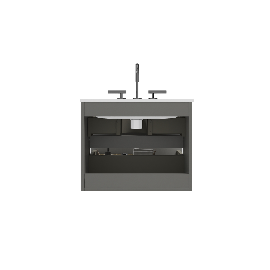 Space Grey 24-Inch Wall Mount Bathroom Vanity with Extra Storage