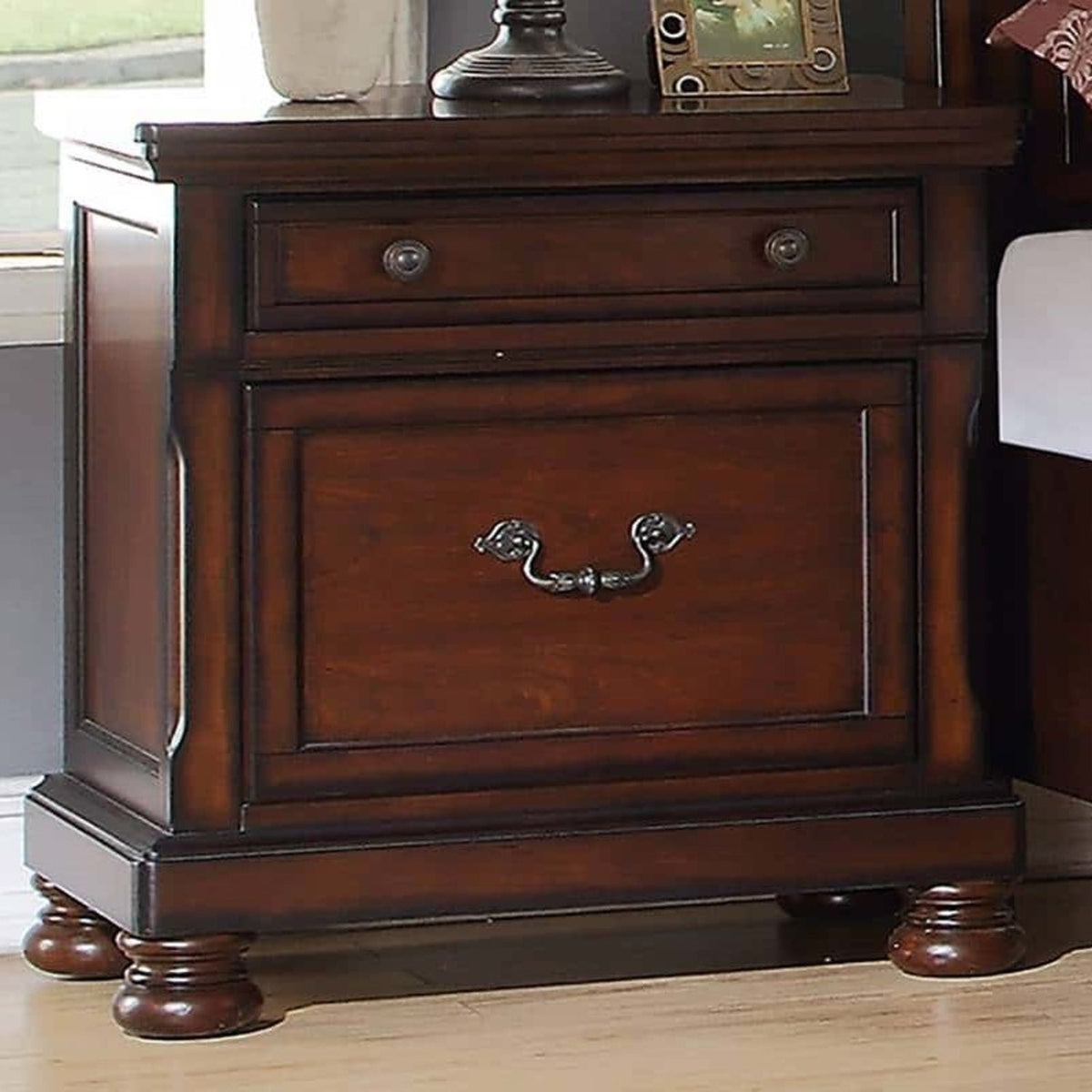 Panel 3 Piece Bedroom Set with Nightstands - Dark Gray or Dark Brown