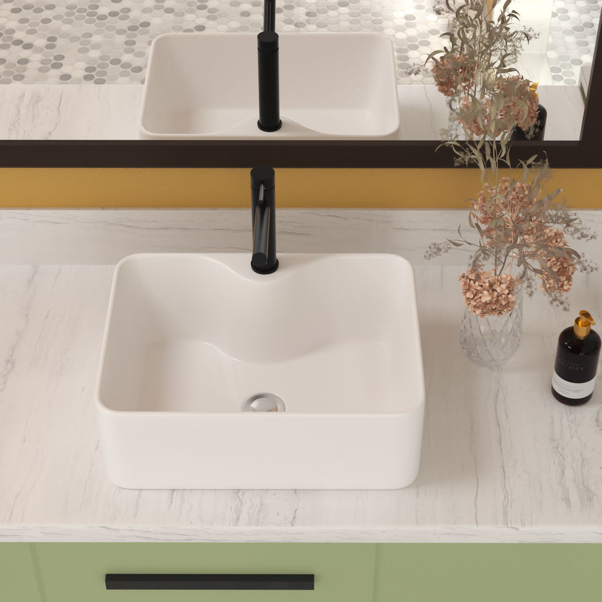Modern Ceramic Rectangular Vessel Bathroom Sink with Sleek Design - White