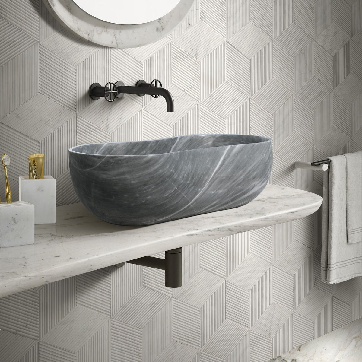 Bathroom Vessel Sink With Wavy Design