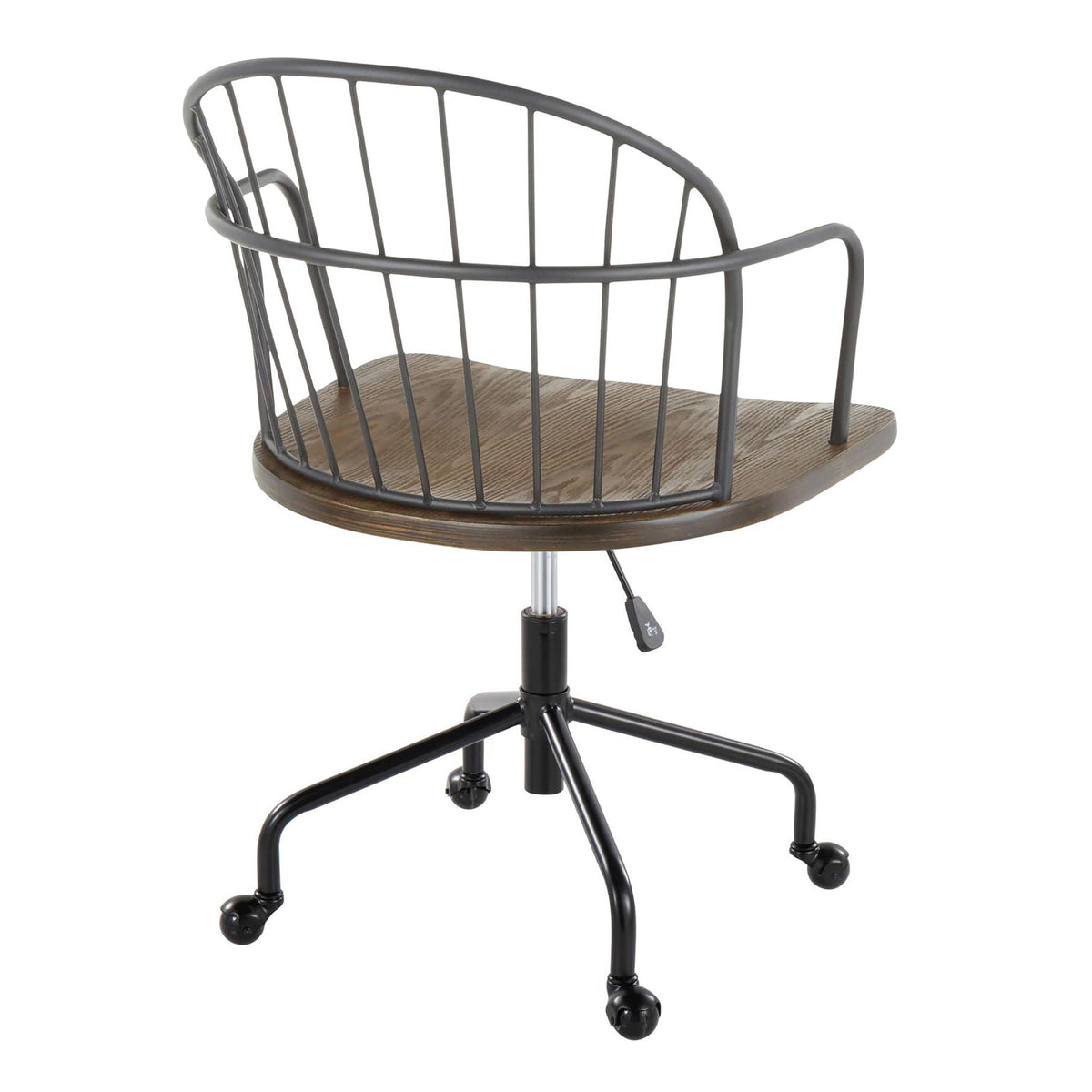 Farmhouse Adjustable Office Chair with Swivel Function - Dark Brown