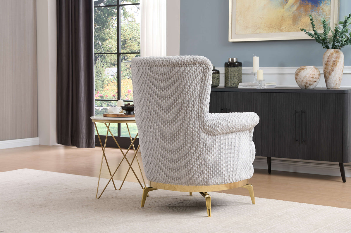 Zoe Modern Style 3PC Sofa Set with Plush Chenille Upholstery - Gray or Cream
