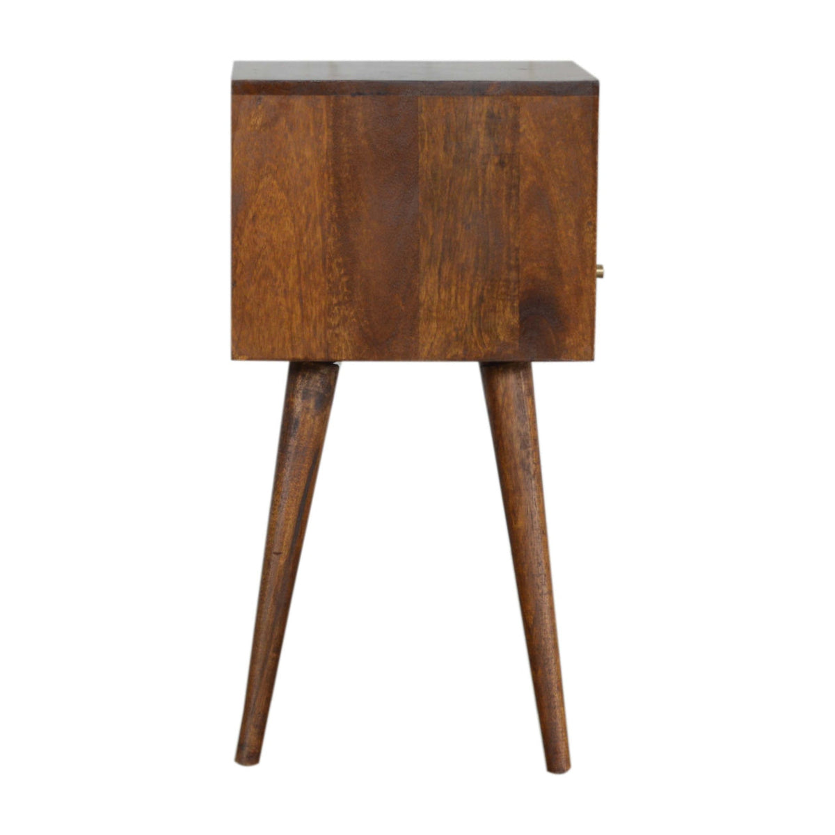 Solid Wood Mini Nightstand with 1 Drawer and Open Slot - Chestnut