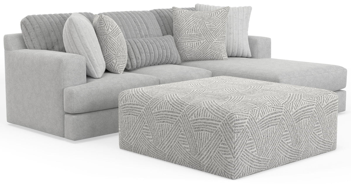 Logan - Upholstered Sectional With Comfort Coil Seating - 46" Cocktail Ottoman And Accent Pillows Included