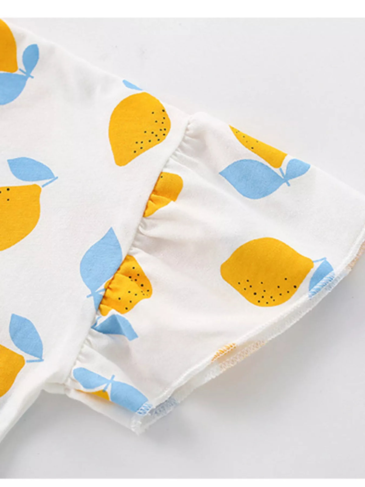 Children's Lemon Print Ruffle Sleeve Top and Shorts Set
