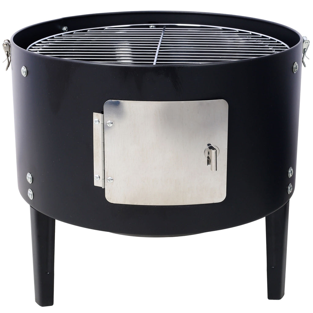 17" Steel Charcoal BBQ Grill with Built-in Thermometer - Black