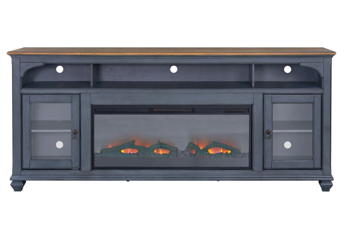 Fireplace TV Stand For TVs Up To 95" - Blue