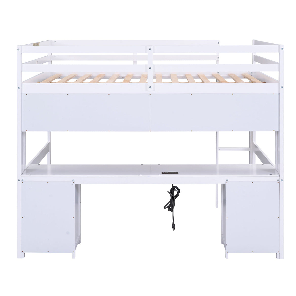 Loft Bed with Desk, Cabinets, Drawers and Charging Station - Full Size