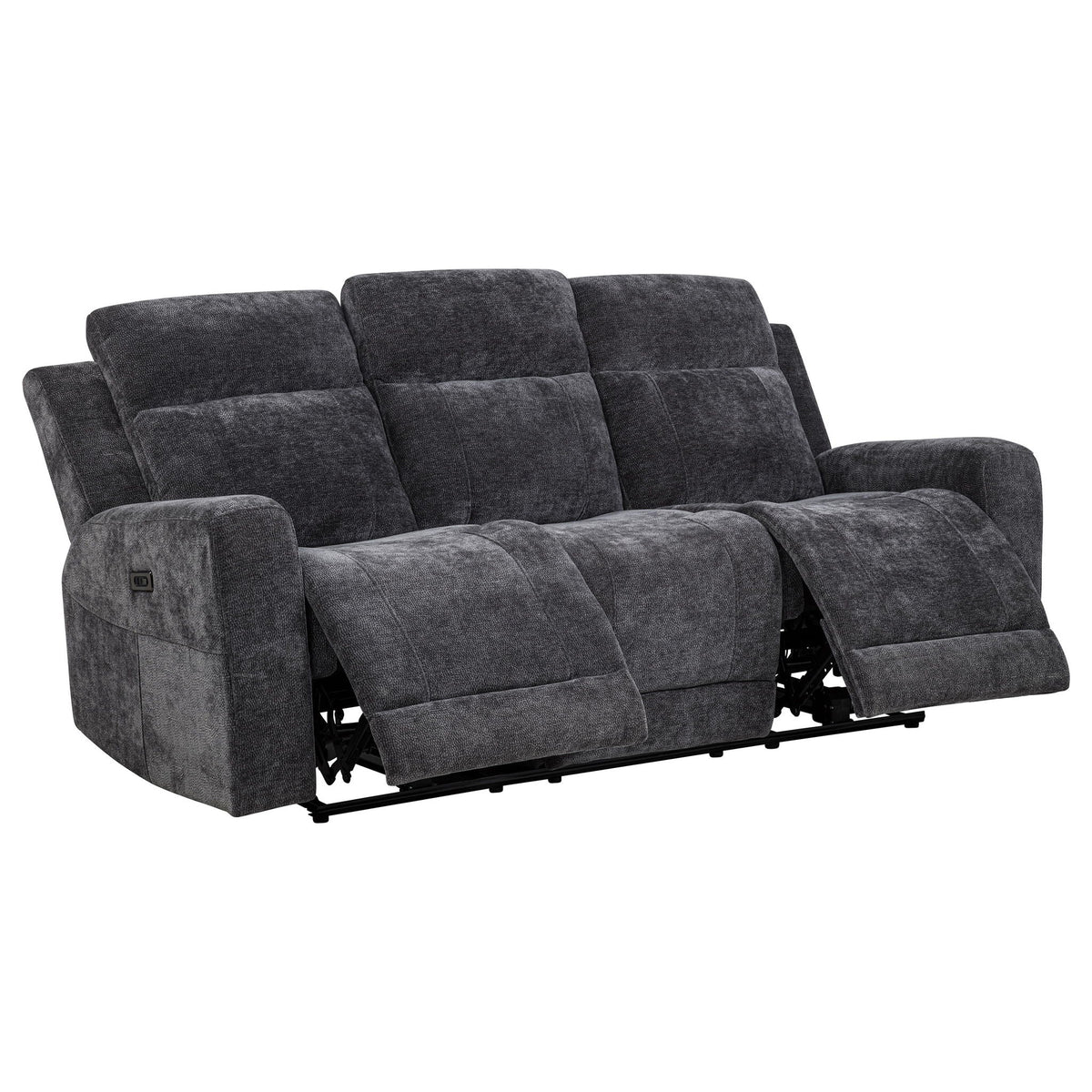 Kennett 2-piece Chenille Power Reclining Sofa Set Dark Grey