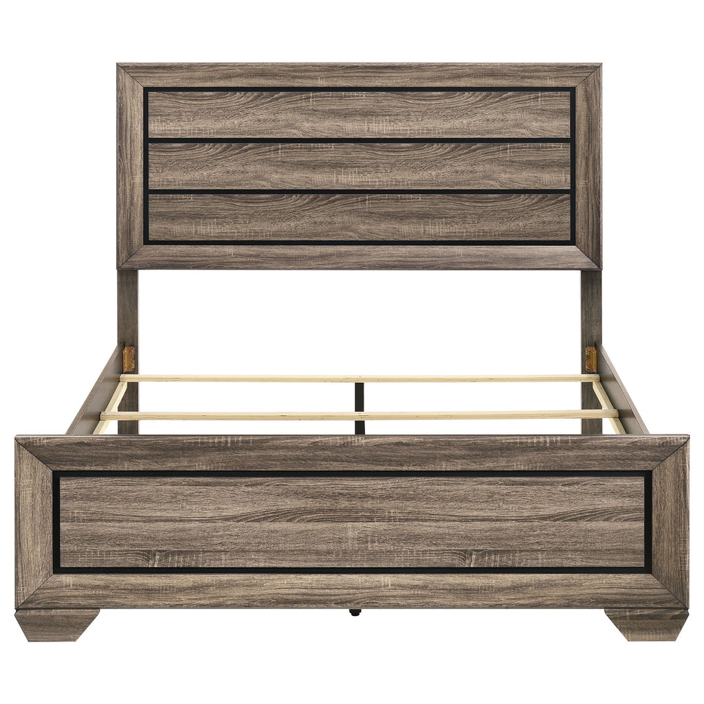 Oatfield Panel Bed with Slatted Design - Dark Brown