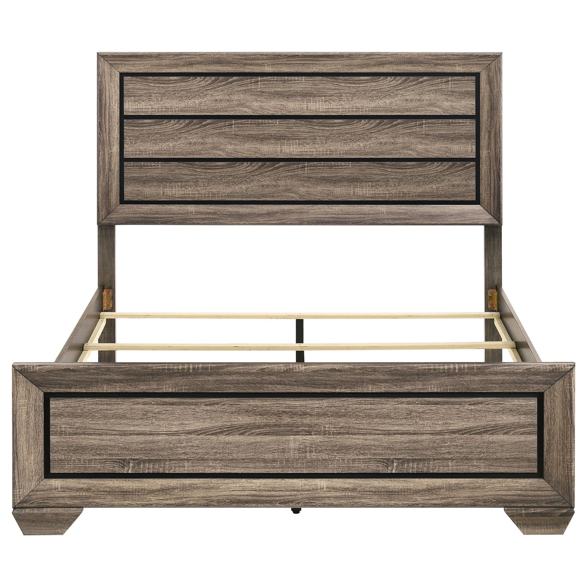 Oatfield Panel Bed with Slatted Design - Dark Brown