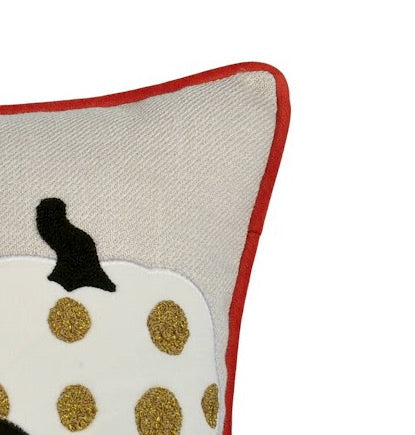 Halloween Pumpkin Embroidered Throw Pillow with Polka Dot – Multi