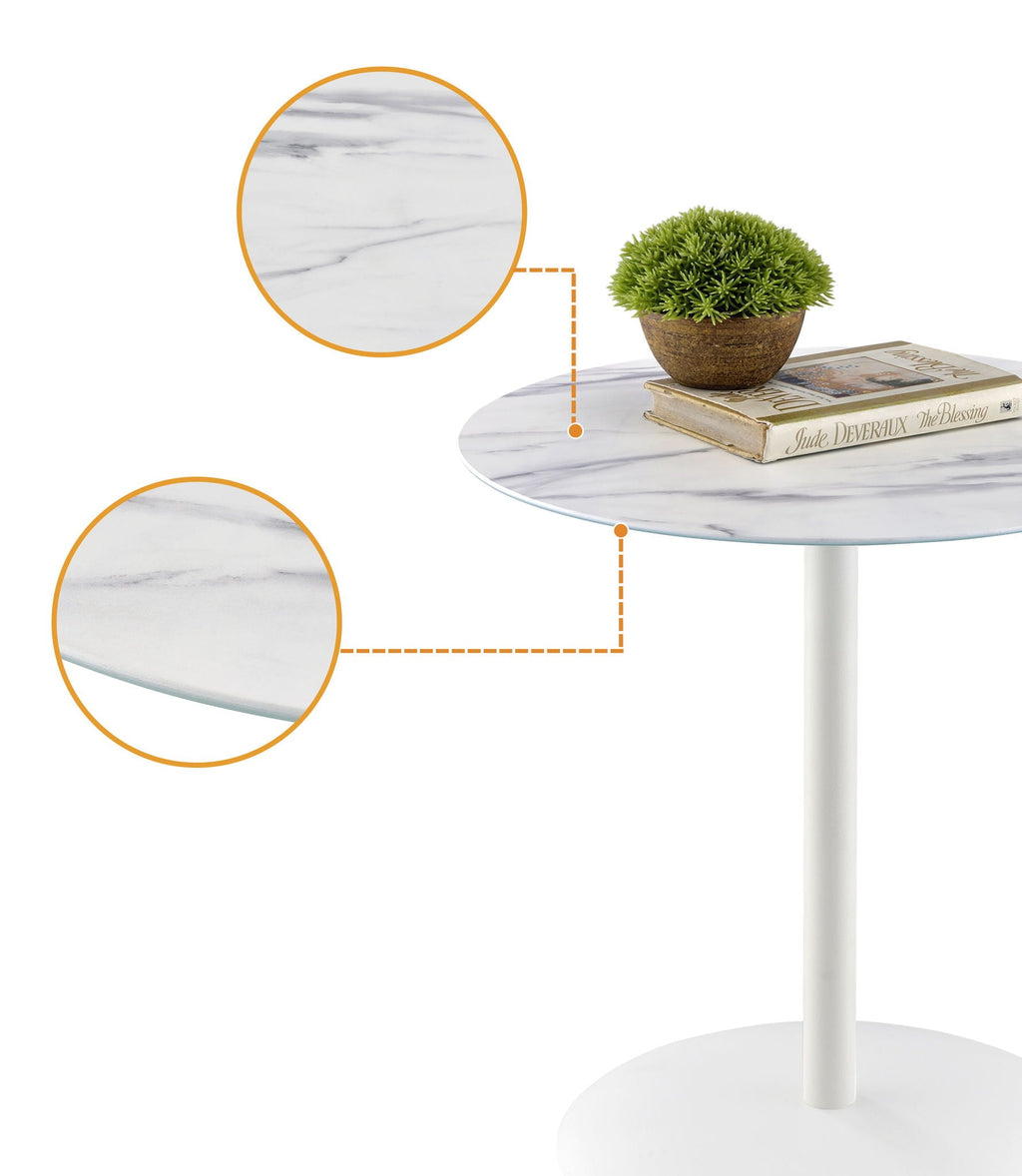 Marble Textured Top End Table - Circa Collection - White, Black, Gray
