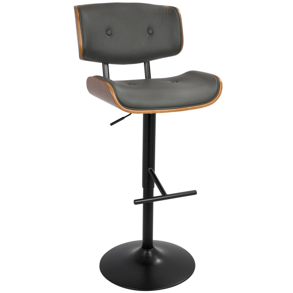 Mid-Century Modern Adjustable Barstool with Swivel - Black, White, Dark Gray