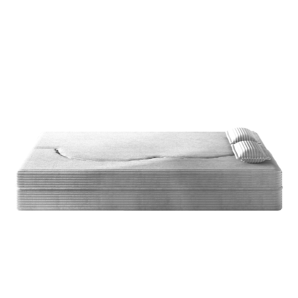 Convertible Floor Sofa with 2 Pillows - Twin Size Corduroy - White or Gray