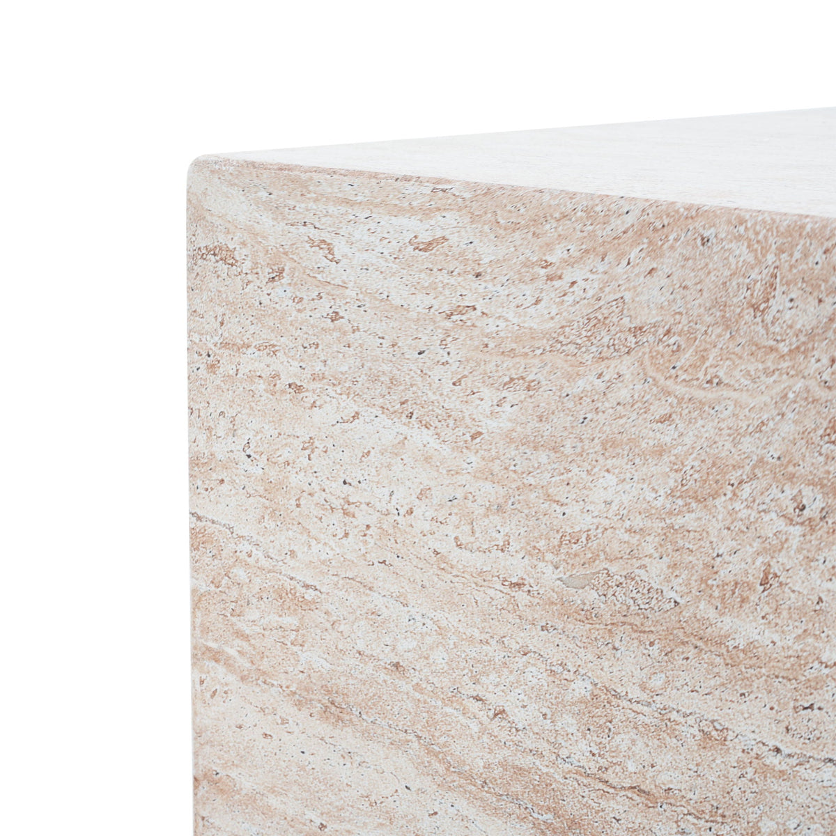 Square Lightweight Side Table with Travertine Finish - Gray or Beige