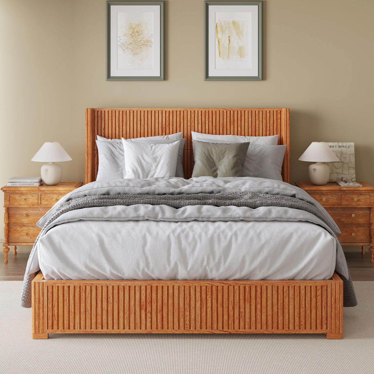 Platform Bed Frame with Headboard, Floor Standing Design - Queen & King