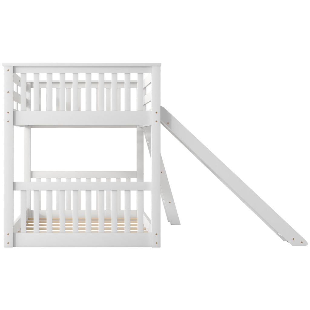 Bunk Bed with Convertible Slide and Ladder - White or Dark Gray